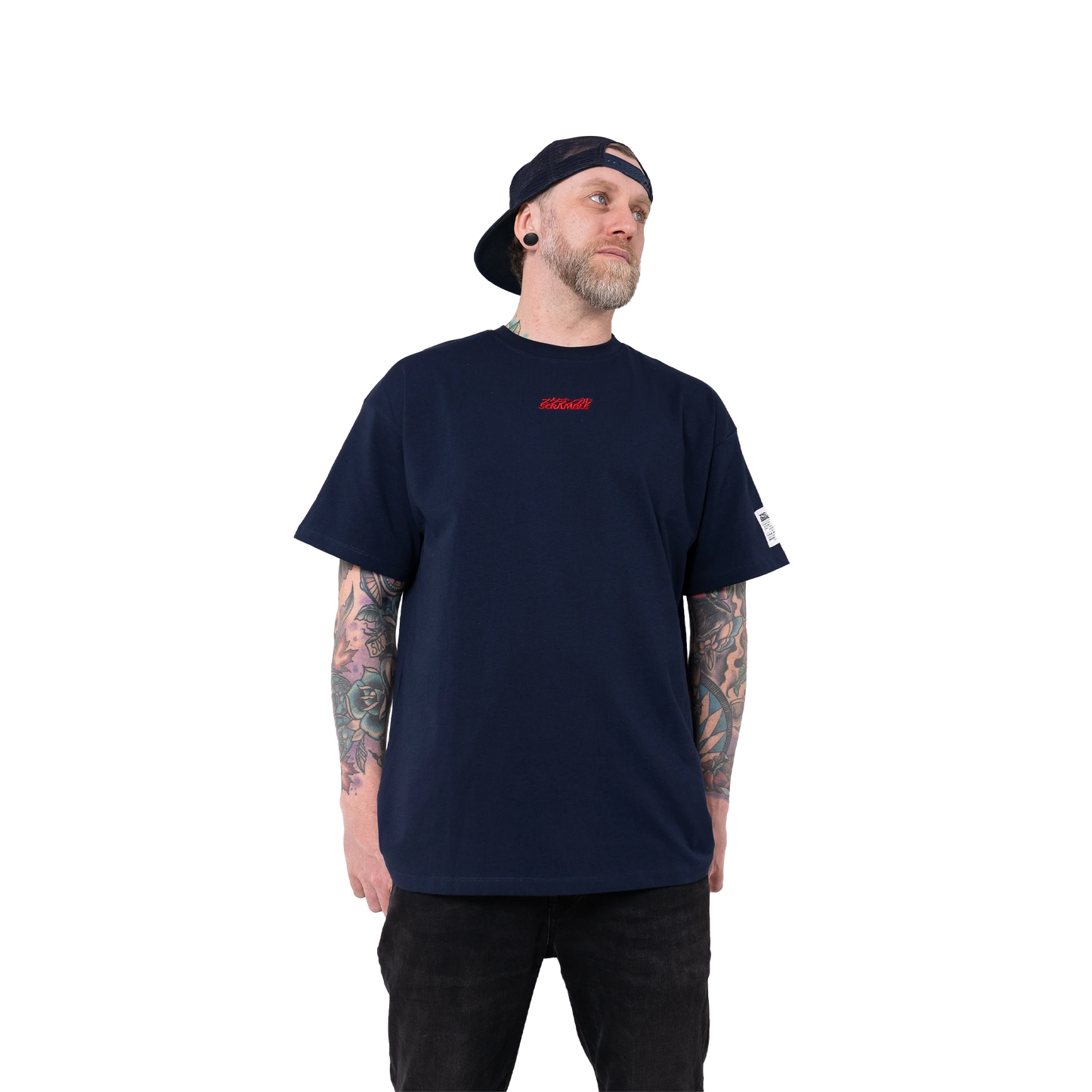 SCRAMBLE OVERSIZE LOGO Tシャツ NAVY